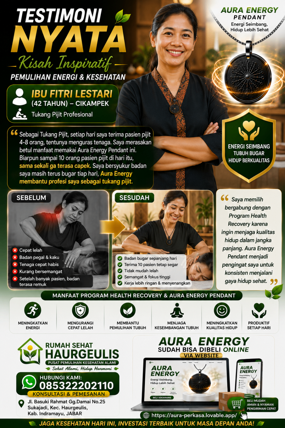 Testimoni Ibu Fitri Lestari (42 tahun) — Tukang pijit profesional dari Cikampek