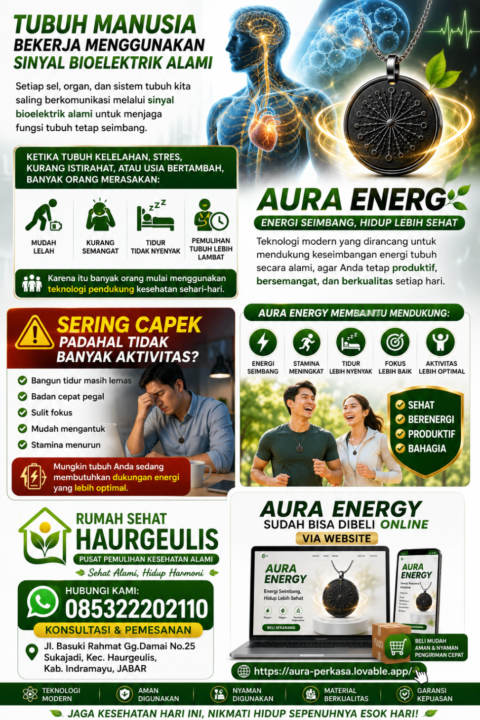 Edukasi — Tubuh manusia bekerja menggunakan sinyal bioelektrik alami, didukung Aura Energy Pendant
